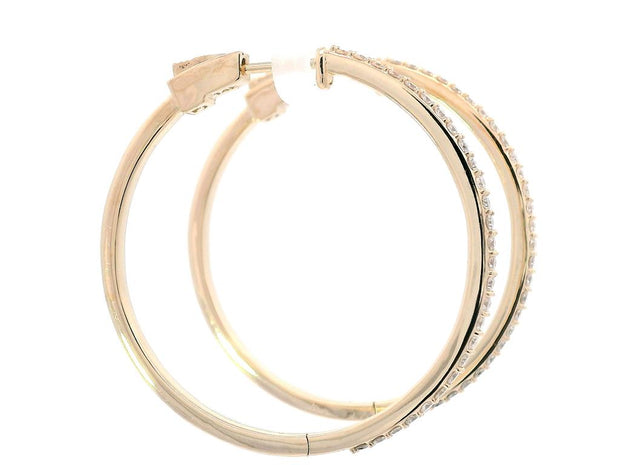 Plateau Jewelers' Diamond Hoop Earrings in 14k Yellow Gold (30mm)