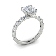 Vlora Bridal Classic Engagement Ring with a Emerald Cut center stone (photos show this ring with a round)