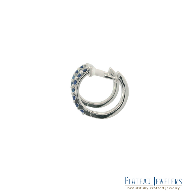 Plateau Jewelers Small Sapphire Hoops in 14k white gold. .36 ct. Sapphire