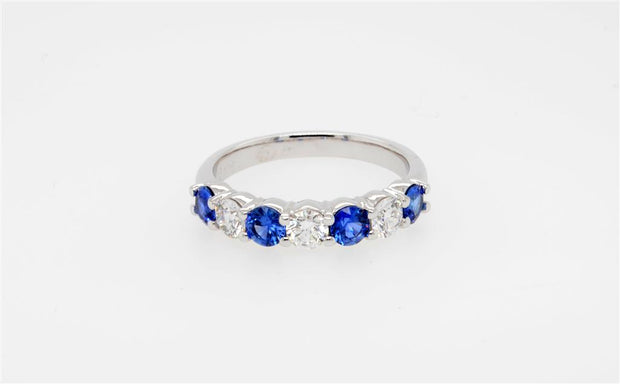 Blue Sapphire and Diamond Ring in 14k white gold.  .82 ct. Sapphire, .49 ct. Diamond