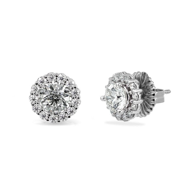 Plateau Jewelers Halo Diamond Jackets in 14k White Gold