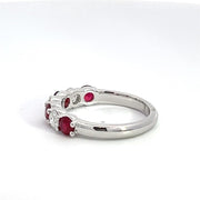 Ruby and Diamond Ring in 14k white gold.  .869 ct. Ruby, .537 ct. Diamond