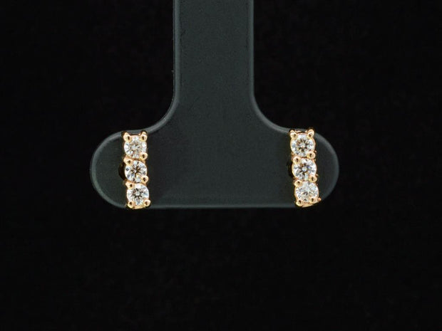 Diamond Bar Earrings in 14k yellow gold