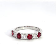 Ruby and Diamond Ring in 14k white gold.  .869 ct. Ruby, .537 ct. Diamond