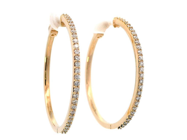 Plateau Jewelers' Diamond Hoop Earrings in 14k Yellow Gold (30mm)