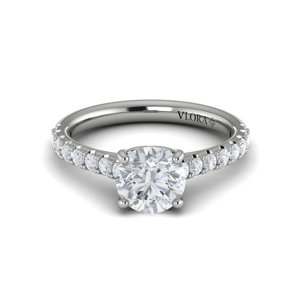 Vlora Bridal Classic Engagement Ring with a Round center stone featuring 0.46 total carats of accent Diamonds