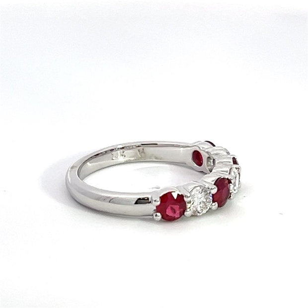 Ruby and Diamond Ring in 14k white gold.  .869 ct. Ruby, .537 ct. Diamond