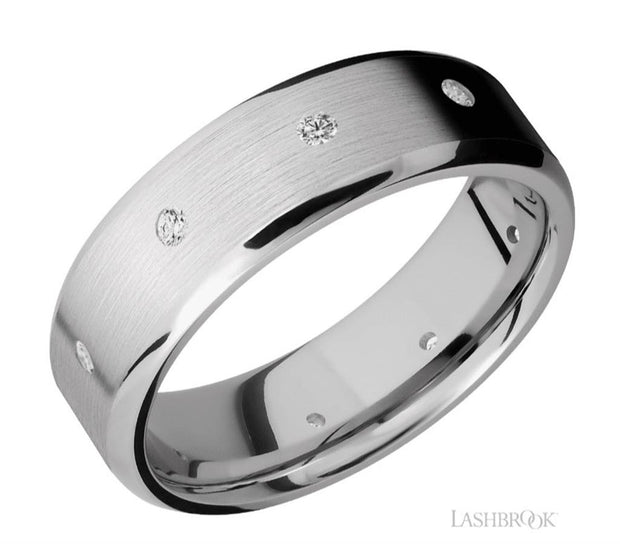 Lashbrook Designs flush set diamond eternity band with satin finish in 14k white gold